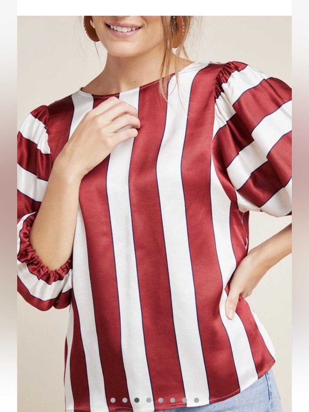 Maeve Maria striped blouse with balloon sleeves. Sz. 4 - Picture 3 of 13